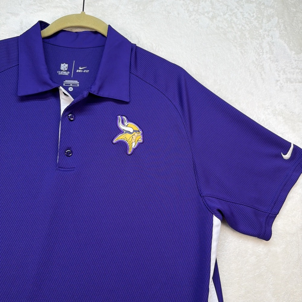 Minnesota Vikings Nike Polo Mens Medium Dri Fit Purple NFL Golf Shirt